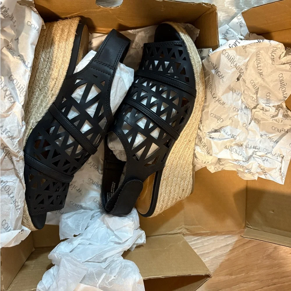 Comfortview Women's The Karen Espadrille Wedge sandal women’s size 9W -New w/box